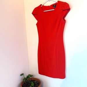 H&M Red Cap Sleeve Fitted Dress